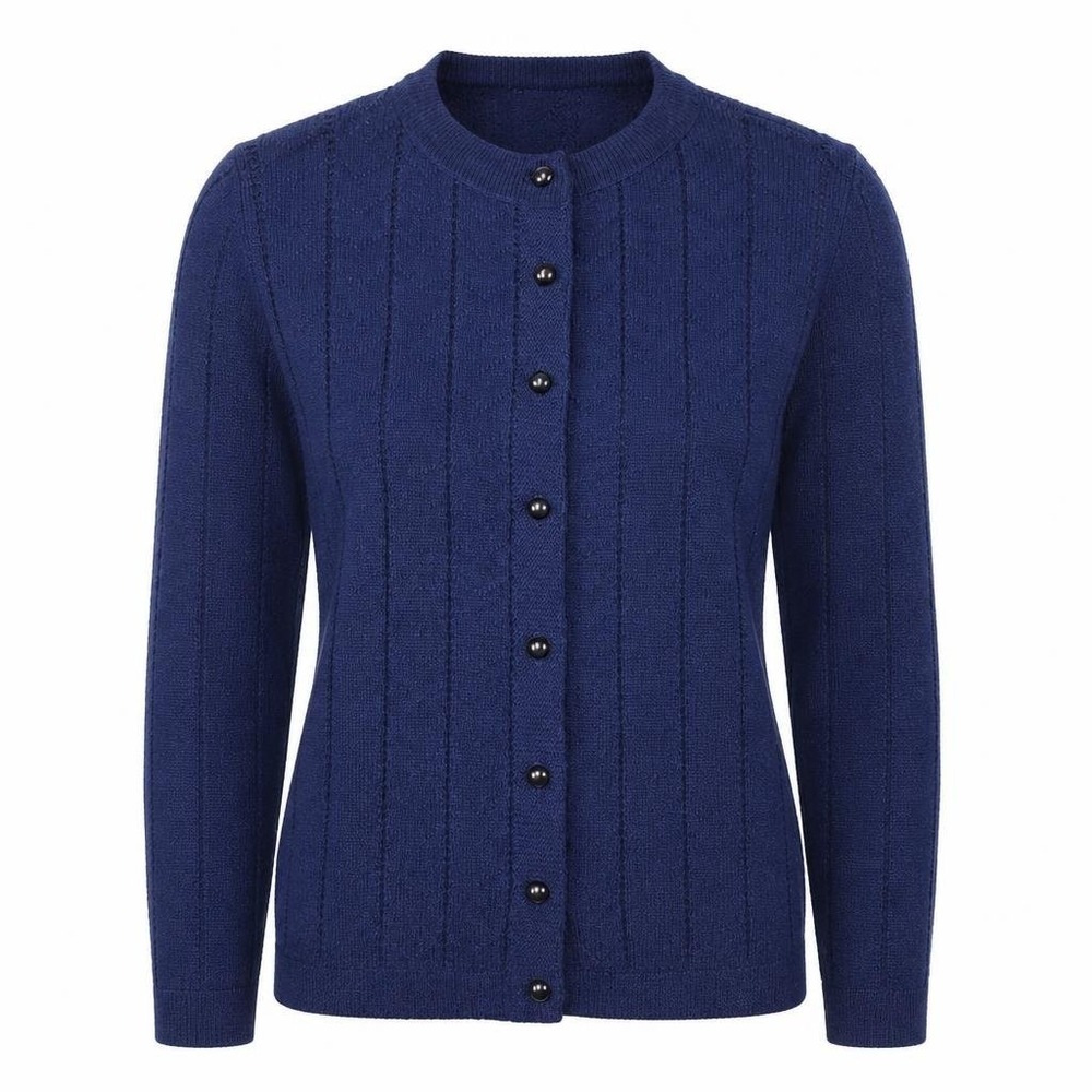 Vtg 70s Blue Wintuk Cardigan Womens S Orlon Acrylic Cable Knit Sweater Heritage